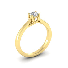Load image into Gallery viewer, 9ct Gold 0.25ct Diamond 'Cariad' Solitaire Engagement Ring. 9ct Rose, Yellow or White Gold.