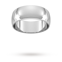 Load image into Gallery viewer, 9ct 8mm White Gold Traditional D shape Wedding Band.