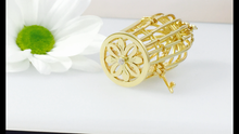 Load image into Gallery viewer, Diamond Set Gold Birdcage with Owl necklace statement piece, handmade with hidden diamond.