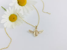 Load image into Gallery viewer, 9ct Gold Honey Bee & Diamond set Flower Necklace. Handmade by Jeffs Jewellers