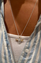 Load image into Gallery viewer, 9ct Gold Honey Bee & Diamond set Flower Necklace. Handmade by Jeffs Jewellers