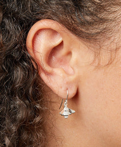 Silver Stone Set Bee Drop Earrings