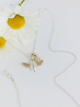 Load image into Gallery viewer, Diamond set Honey Bee Necklace, Handmade in Argentium Silver &amp; 9ct Gold by Jeffs Jewellers

