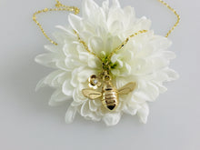 Load image into Gallery viewer, 9ct Gold Honey Bee and Fixed Diamond set flower necklace by Jeffs Jewellers