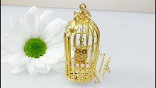 Load image into Gallery viewer, 9ct Gold Birdcage necklace with owl statement piece.