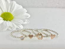 Load image into Gallery viewer, Heart stacker ring silver & rose gold