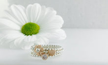 Load image into Gallery viewer, Rose gold flower stacker ring silver & 9ct gold, flower stacker