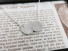 Load image into Gallery viewer, Silver sixpence Double Coin necklace, stone set, lucky sixpence or three pence pre 1920, Holly Willoughby, sixpence threepence necklace