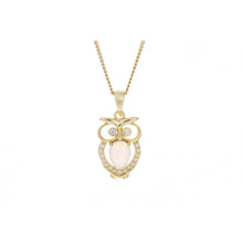 Load image into Gallery viewer, Solid Sterling Silver Owl necklace with Opal and cz, 18ct gold plated. Owl pendant.