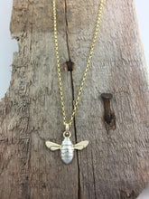 Load image into Gallery viewer, 9ct Gold Honey Bee pendant charm necklace, Handmade in solid 9ct Gold, by Jeffs Jewellers. Similar to one worn by holly willoughby.