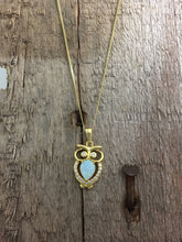 Load image into Gallery viewer, Solid Sterling Silver Owl necklace with Opal and cz, 18ct gold plated. Owl pendant.