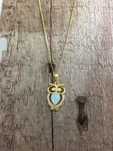 Load image into Gallery viewer, Solid Sterling Silver Owl necklace with Opal and cz, 18ct gold plated. Owl pendant.