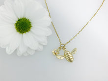 Load image into Gallery viewer, 9ct Gold Honey Bee and Fixed Diamond set flower necklace by Jeffs Jewellers