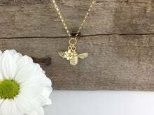 Load image into Gallery viewer, 9ct Gold Honey Bee and Fixed Diamond set flower necklace by Jeffs Jewellers