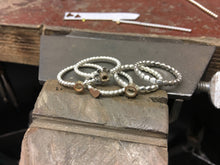 Load image into Gallery viewer, Set of Stacker rings Silver & 9ct Gold handmade Stacker rings. 5 rings in total