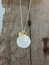 Load image into Gallery viewer, Designer heart & key necklace. 'You have the key to my Heart' Sterling Silver necklace with Yellow gold heart and key