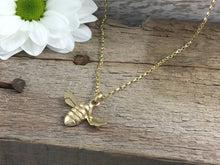 Load image into Gallery viewer, 9ct Gold Honey Bee pendant charm necklace, Handmade in solid 9ct Gold, by Jeffs Jewellers. Similar to one worn by holly willoughby.
