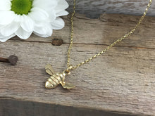 Load image into Gallery viewer, 9ct Gold Honey Bee pendant charm necklace, Handmade in solid 9ct Gold, by Jeffs Jewellers. Similar to one worn by holly willoughby.
