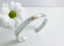 Load image into Gallery viewer, Custom listing for Natalie Silver & 9ct Yellow Gold Heart Cuff Bangle, Hammered textured ideal for Valentines Day, Love cuff