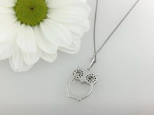 Load image into Gallery viewer, Solid Sterling Silver stone set Owl necklace. Owl pendant.