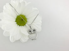 Load image into Gallery viewer, Solid Sterling Silver stone set Owl necklace. Owl pendant.