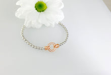 Load image into Gallery viewer, Exquisite Silver Designer Circle Bracelet. Rose gold pave set circle.