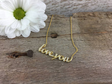Load image into Gallery viewer, Love You Necklace Set With Stones. Solid Sterling Silver Plated With 18ct Yellow Gold. Dainty Choker