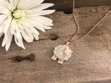 Load image into Gallery viewer, 9ct Rose gold & Silver sheep necklace, individually hand crafted in Wales at Jeffs Jewellers. Sheep pendant
