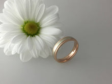 Load image into Gallery viewer, A matching pair of 9ct two tone white and rose gold edge comfort fit wedding bands. Red and white gold his and hers weddign bands. engrave.