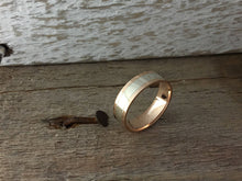 Load image into Gallery viewer, 9ct two tone 6mm flat wedding band white and rose gold. Totally handmade. Red and white gold weddign band.