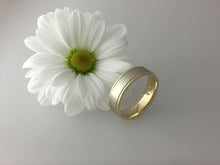 Load image into Gallery viewer, 9ct two tone 6mm comfort fit wedding band white and yelllow gold. Totally handmade. Yellowand white gold weddign band.