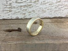 Load image into Gallery viewer, 9ct two tone 6mm comfort fit wedding band white and yelllow gold. Totally handmade. Yellowand white gold weddign band.