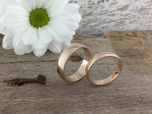 Load image into Gallery viewer, 9ct 6mm D shape wedding band Rose gold. Traditional handmade 6mm red gold wedding band. Gents or womens