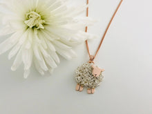 Load image into Gallery viewer, 9ct Rose gold & Silver sheep necklace, individually hand crafted in Wales at Jeffs Jewellers. Sheep pendant