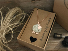 Load image into Gallery viewer, 9ct Rose gold & Silver sheep necklace, individually hand crafted in Wales at Jeffs Jewellers. Sheep pendant