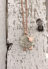 Load image into Gallery viewer, 9ct Rose gold & Silver sheep necklace, individually hand crafted in Wales at Jeffs Jewellers. Sheep pendant