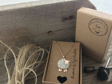 Load image into Gallery viewer, 9ct Rose gold & Silver sheep necklace, individually hand crafted in Wales at Jeffs Jewellers. Sheep pendant