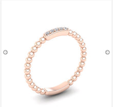 Load image into Gallery viewer, 9ct gold Diamond beaded ring, stacker band yellow, red or white gold.