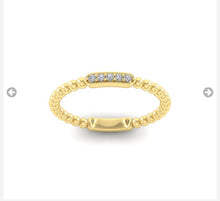Load image into Gallery viewer, 9ct gold Diamond beaded ring, stacker band yellow, red or white gold.