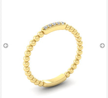 Load image into Gallery viewer, 9ct gold Diamond beaded ring, stacker band yellow, red or white gold.