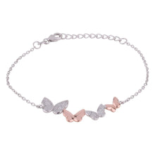 Load image into Gallery viewer, Buterfly bracelet. Sterling Silver & Rose gold stone set Buterfly Bracelet
