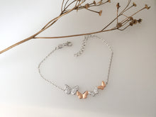 Load image into Gallery viewer, Butterfly necklace. Sterling Silver & Rose gold stone set Butterfly chain