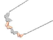 Load image into Gallery viewer, Butterfly necklace. Sterling Silver & Rose gold stone set Butterfly chain
