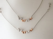 Load image into Gallery viewer, Butterfly necklace. Sterling Silver & Rose gold stone set Butterfly chain