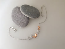 Load image into Gallery viewer, Buterfly bracelet. Sterling Silver & Rose gold stone set Buterfly Bracelet