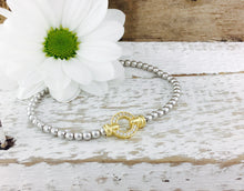 Load image into Gallery viewer, Exquisite Silver Designer Circle Bracelet. Yellow gold pave set circle