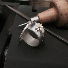 Load image into Gallery viewer, The Love Spinner Ring, handmade worry ring 9ct solid gold & sterling Silver