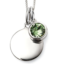 Load image into Gallery viewer, Silver Birthstone necklace August, engraveable.