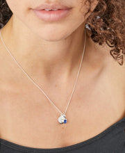 Load image into Gallery viewer, Silver Birthstone necklace September, engraveable.