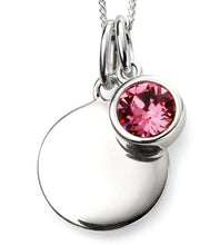 Load image into Gallery viewer, Silver Birthstone necklace October, engraveable.